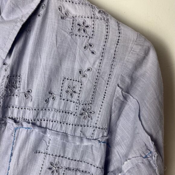 Anthropologie Shirt Womens Small Lavender Eyelet Embroidered Long Sleeve Boho - Picture 5 of 7